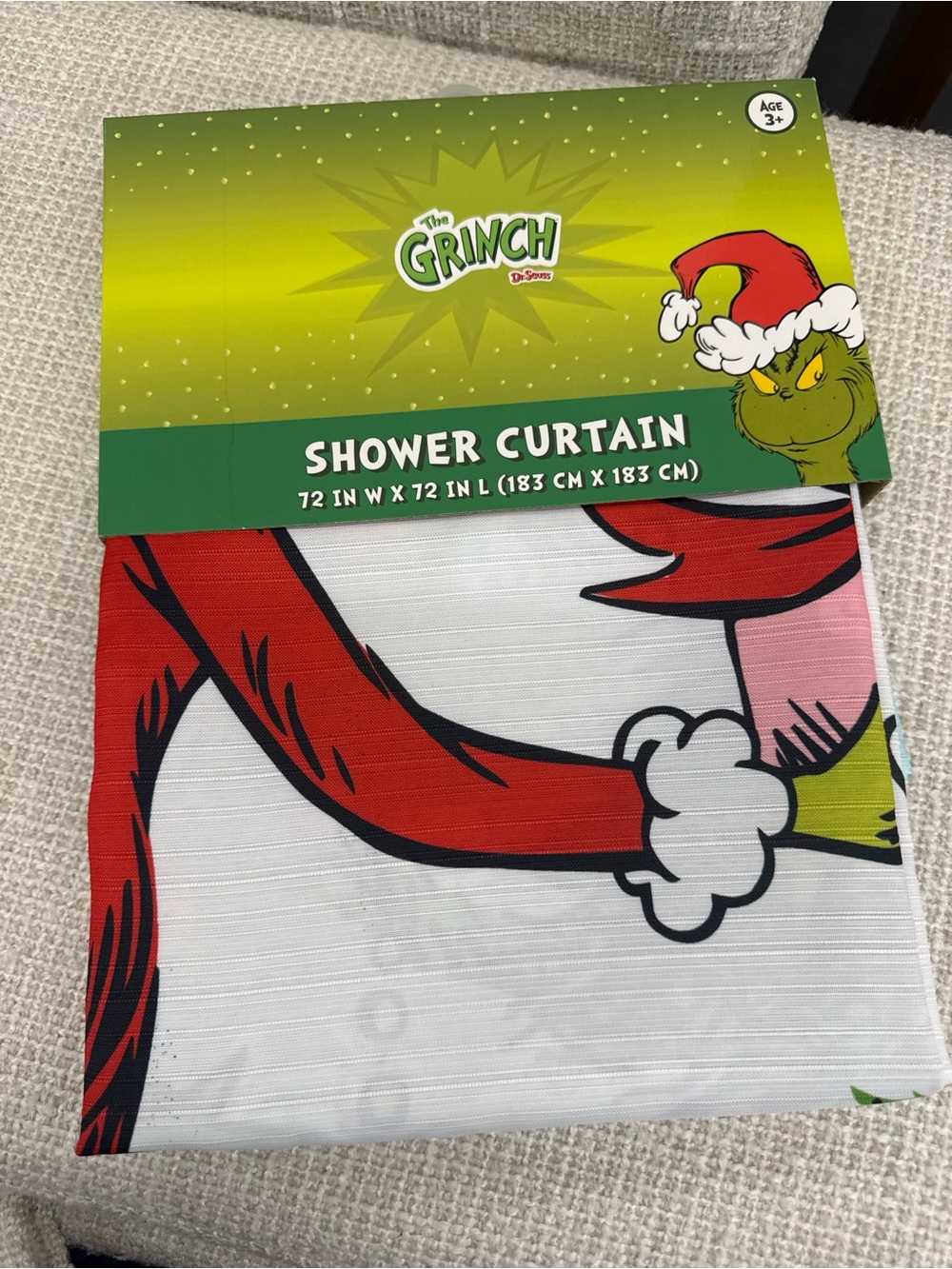 The Grinch Red & White Shower Curtain by Dr. Seuss